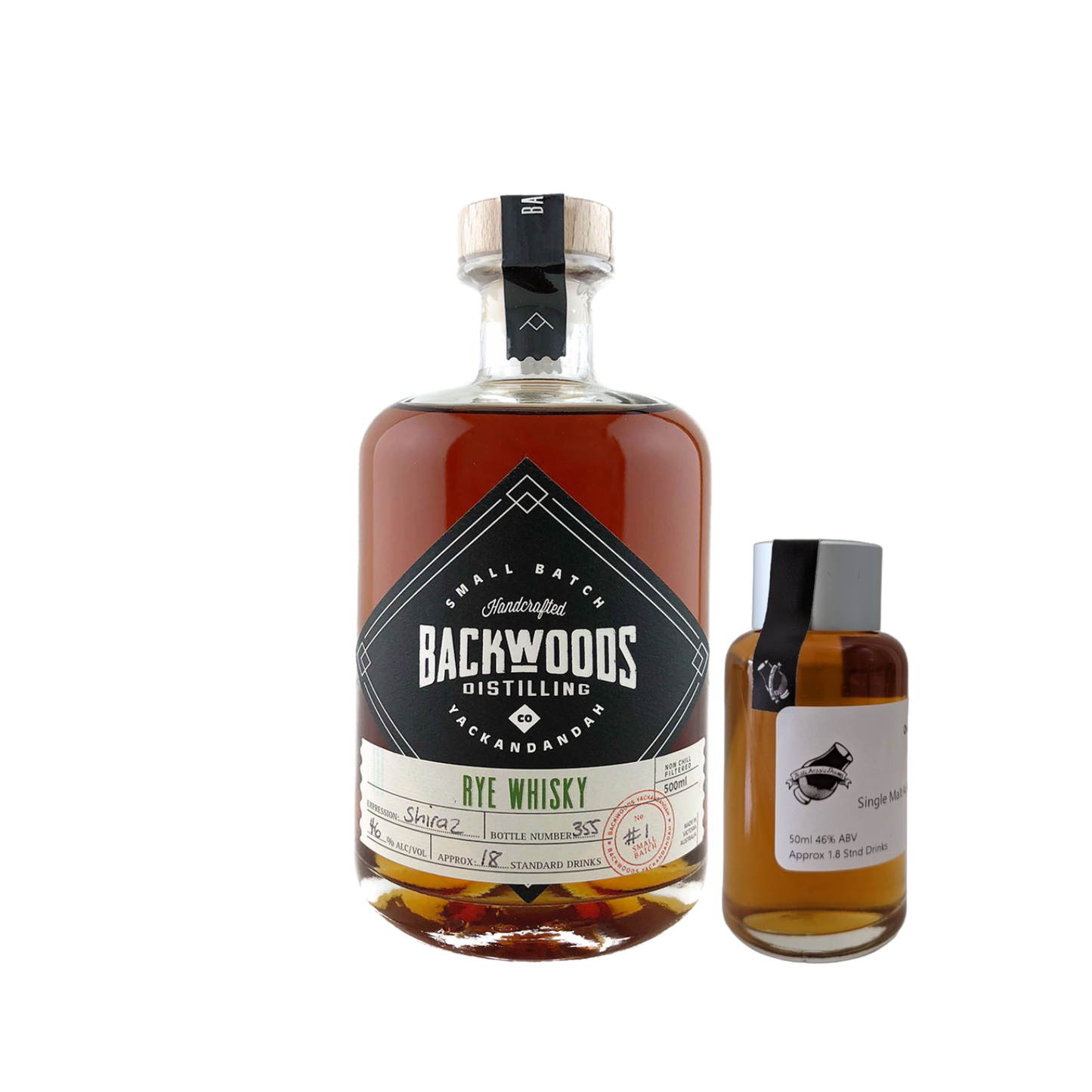 Backwoods Distilling Co. 'Rye Whisky Batch #1 Shiraz Cask' Various Size Samples