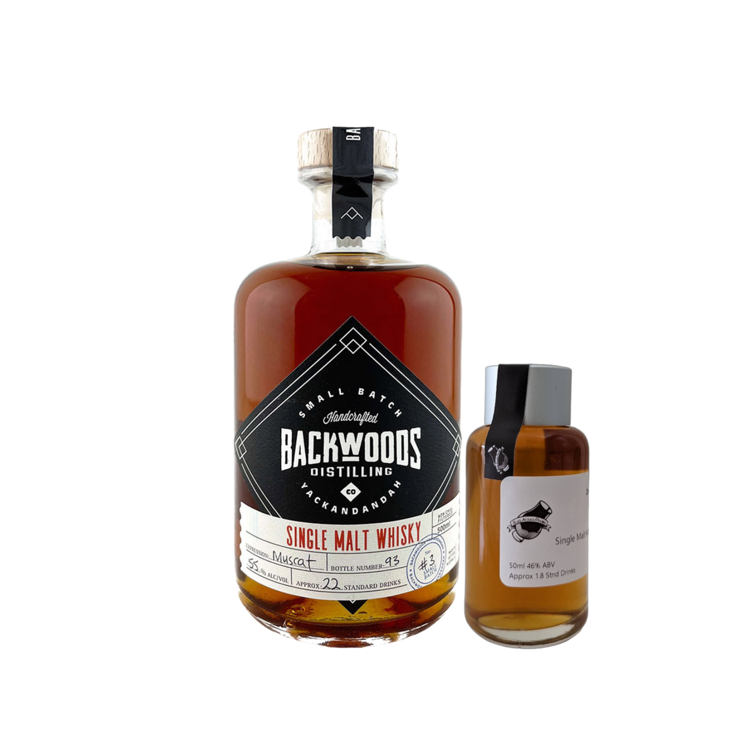Backwoods Distilling Co. 'Single Malt Batch #3 Muscat Cask 55%' Various Size Samples