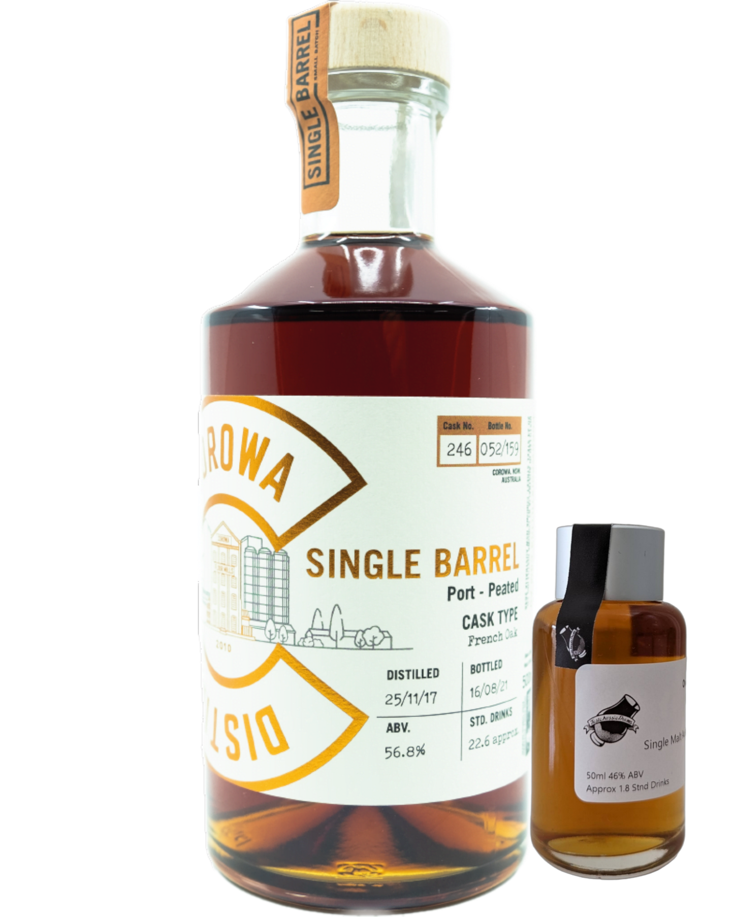 Corowa Distilling Co. 'Single Barrel French Port Peated Cask 246' Various Size Samples