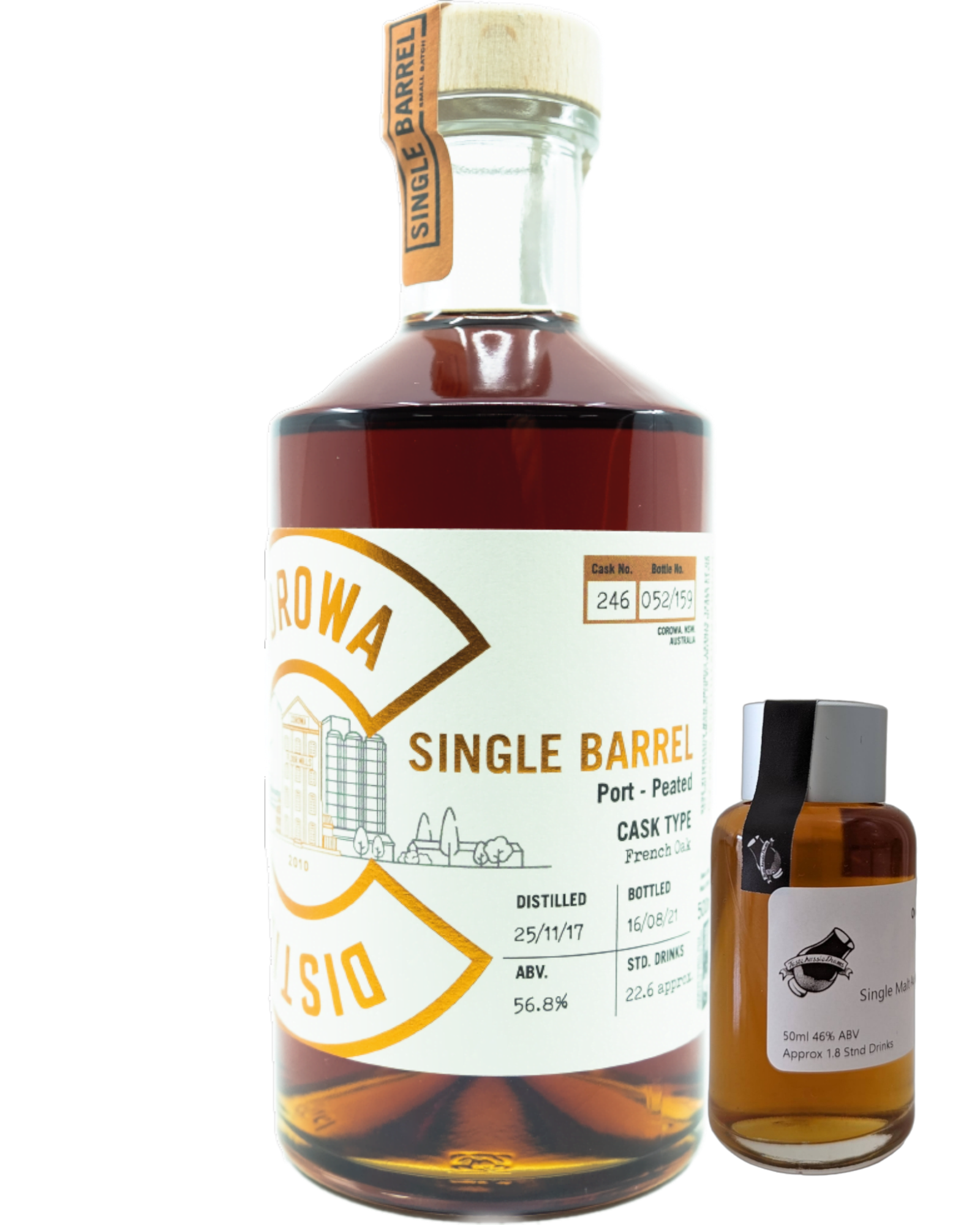 Corowa Distilling Co. 'Single Barrel French Port Peated Cask 246' Various Size Samples