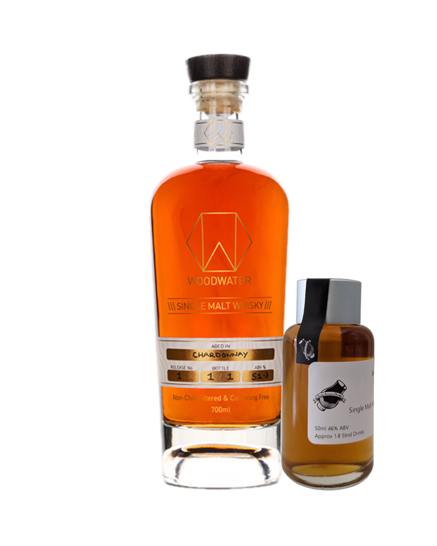 Woodwater Whisky '1st Release Chardonnay Cask Distillers Strength' Various Size Samples