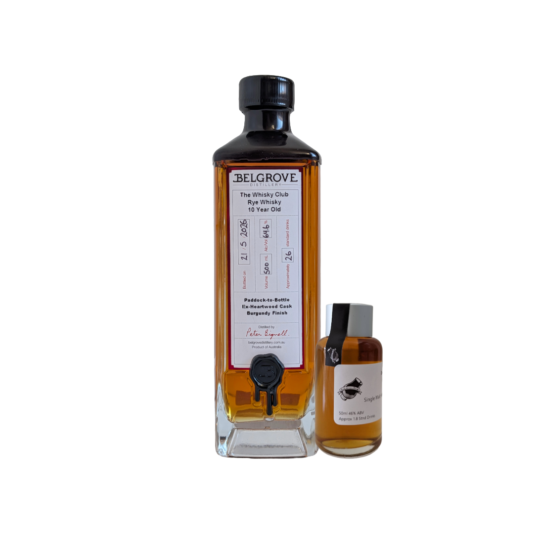 Belgrove Distillery '10YO Rye Ex Heartwood Cask Burgundy Finish ' Various Size Samples